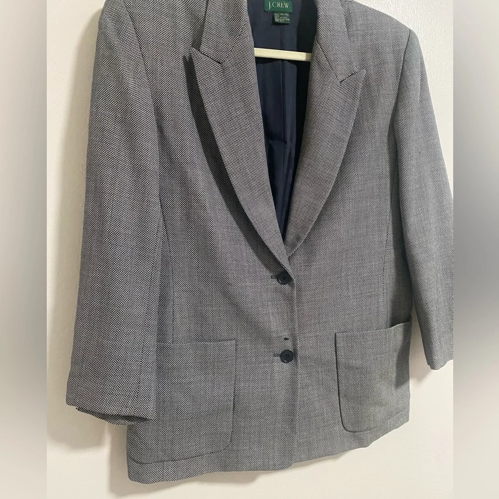 J. Crew 100% Wool Black and Grey Dot Blazer Size 6